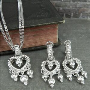 Vintage Judith Ripka Diamonique Heart Pendant & Earrings (Chain NOT included)
